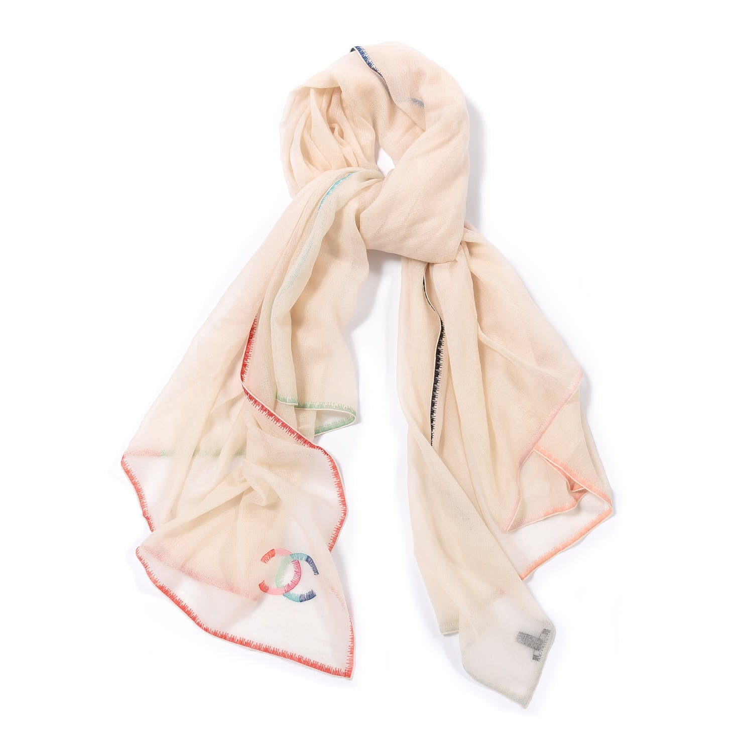 Chanel Wool CC Stole Beige Multicolor 1 of 4