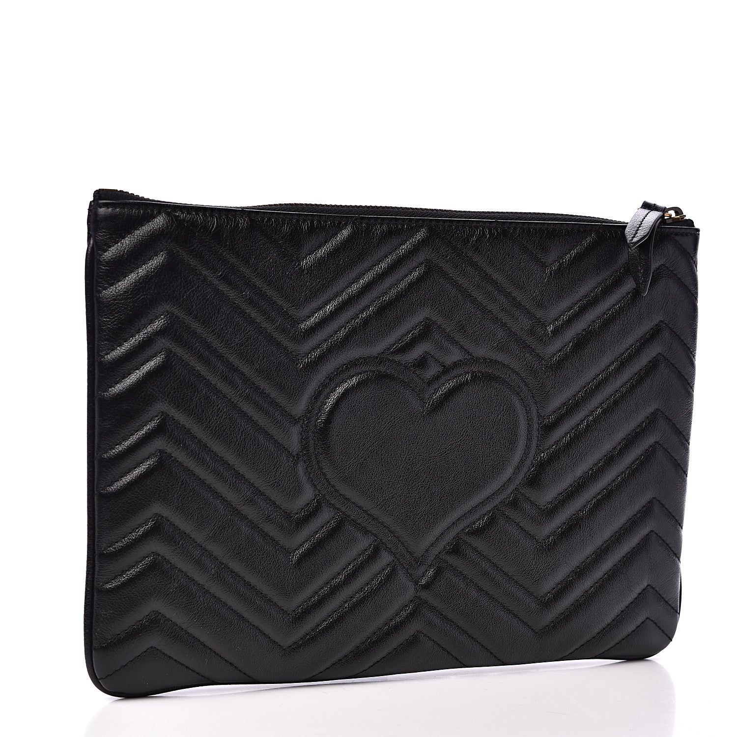 Gucci Azalea Calfskin Matelasse Heart GG Marmont Zip Pouch Black 2 of 8