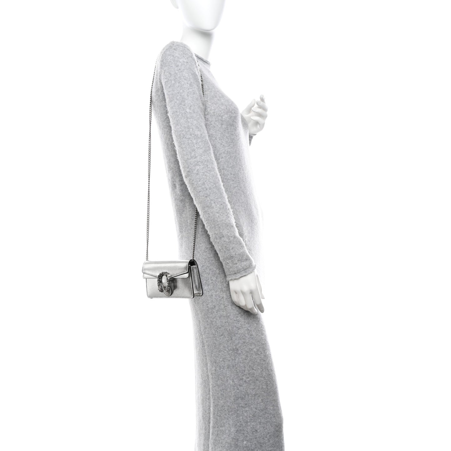 Metallic Calfskin Super Mini Dionysus Shoulder Bag Silver