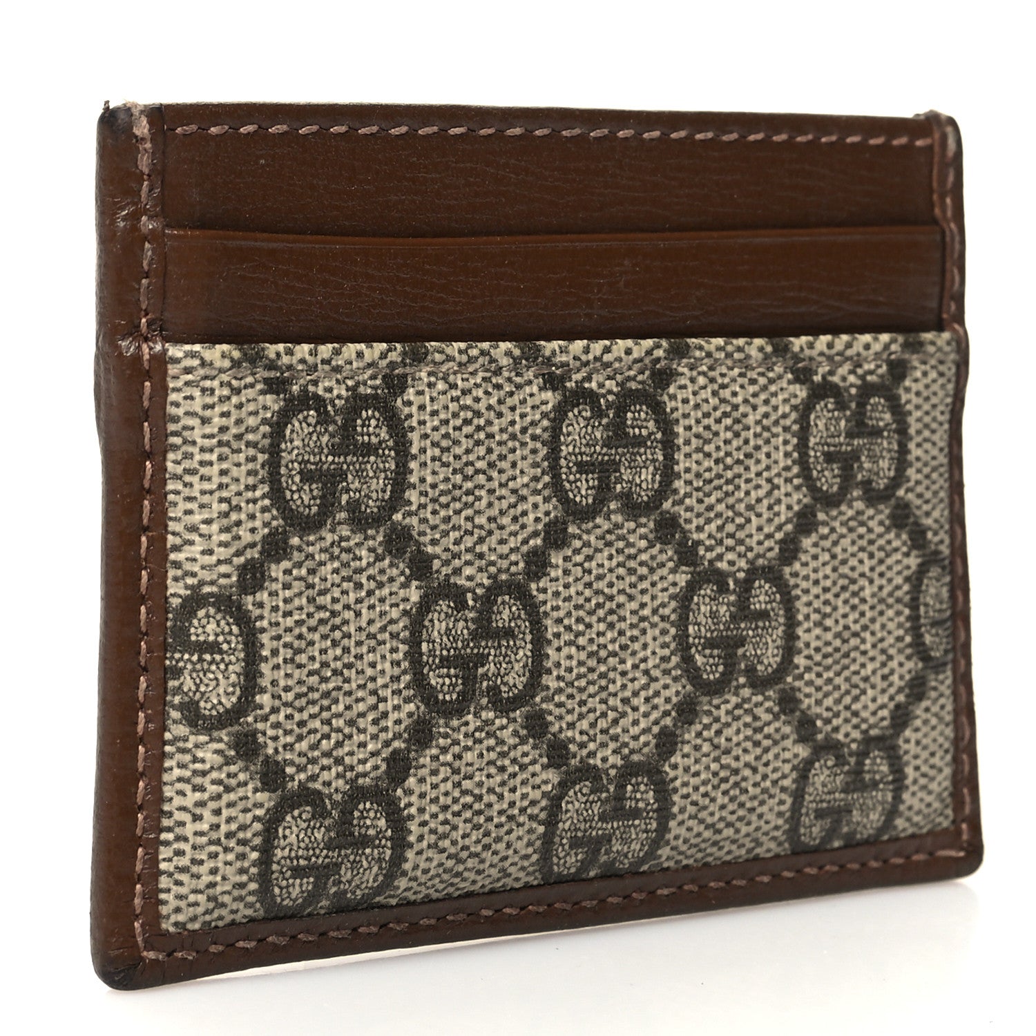 Gucci GG Supreme Monogram Azalea Calfskin Retro Interlocking G Card Holder Beige Ebony Brown Sugar 3 of 10