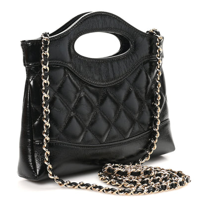Chanel Shiny Crumpled Calfskin Quilted Nano 31 Shopping Bag Black 3 of 12