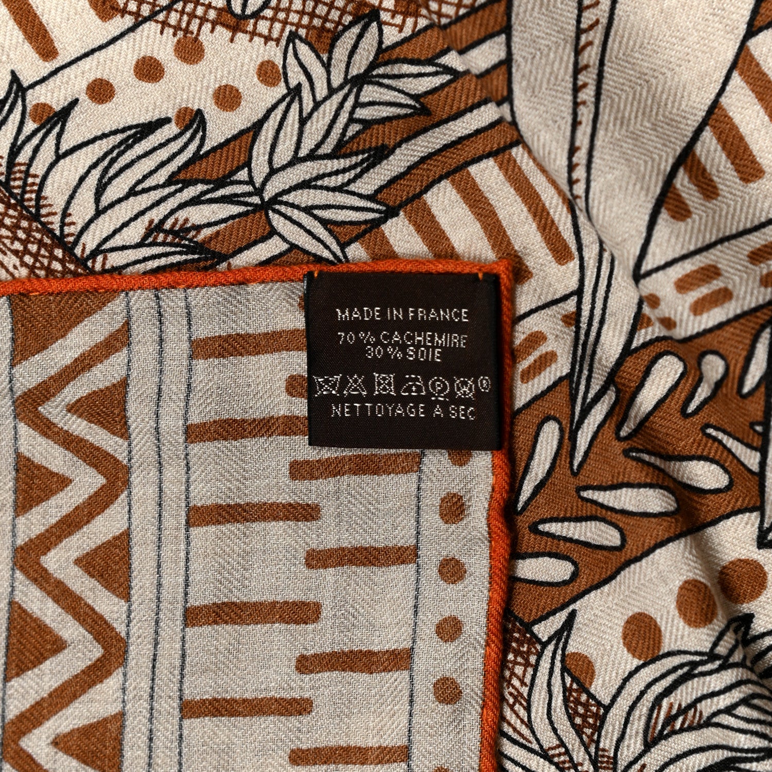 Hermes Cashmere Silk Acte III Scene I La Clairiere Shawl 140 Naturel Marron Noisette 3 of 5