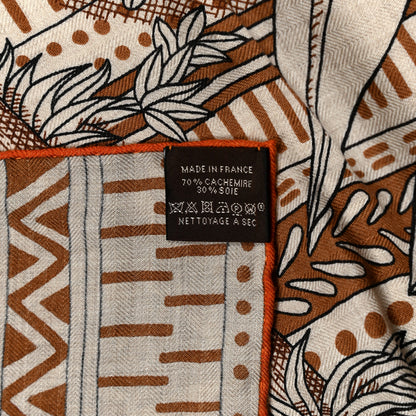 Hermes Cashmere Silk Acte III Scene I La Clairiere Shawl 140 Naturel Marron Noisette 3 of 5