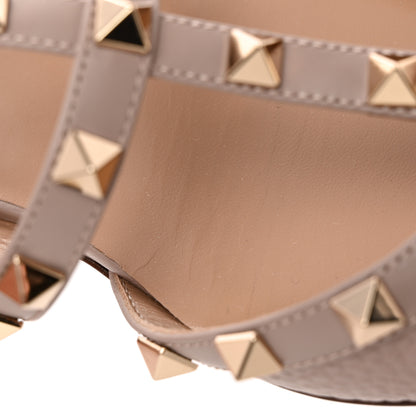 Valentino Garavani Pebbled Calfskin Rockstud Flat Cage Mules 37.5 Poudre 14 of 16