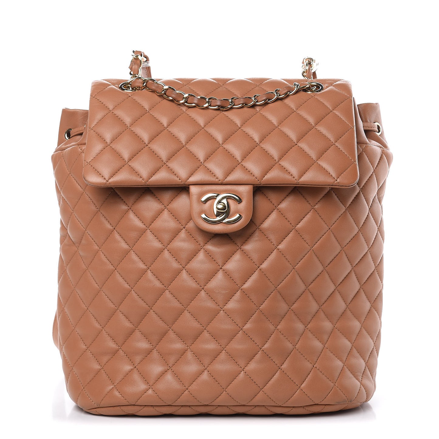 Lambskin Quilted Large Urban Spirit Backpack Dark Beige
