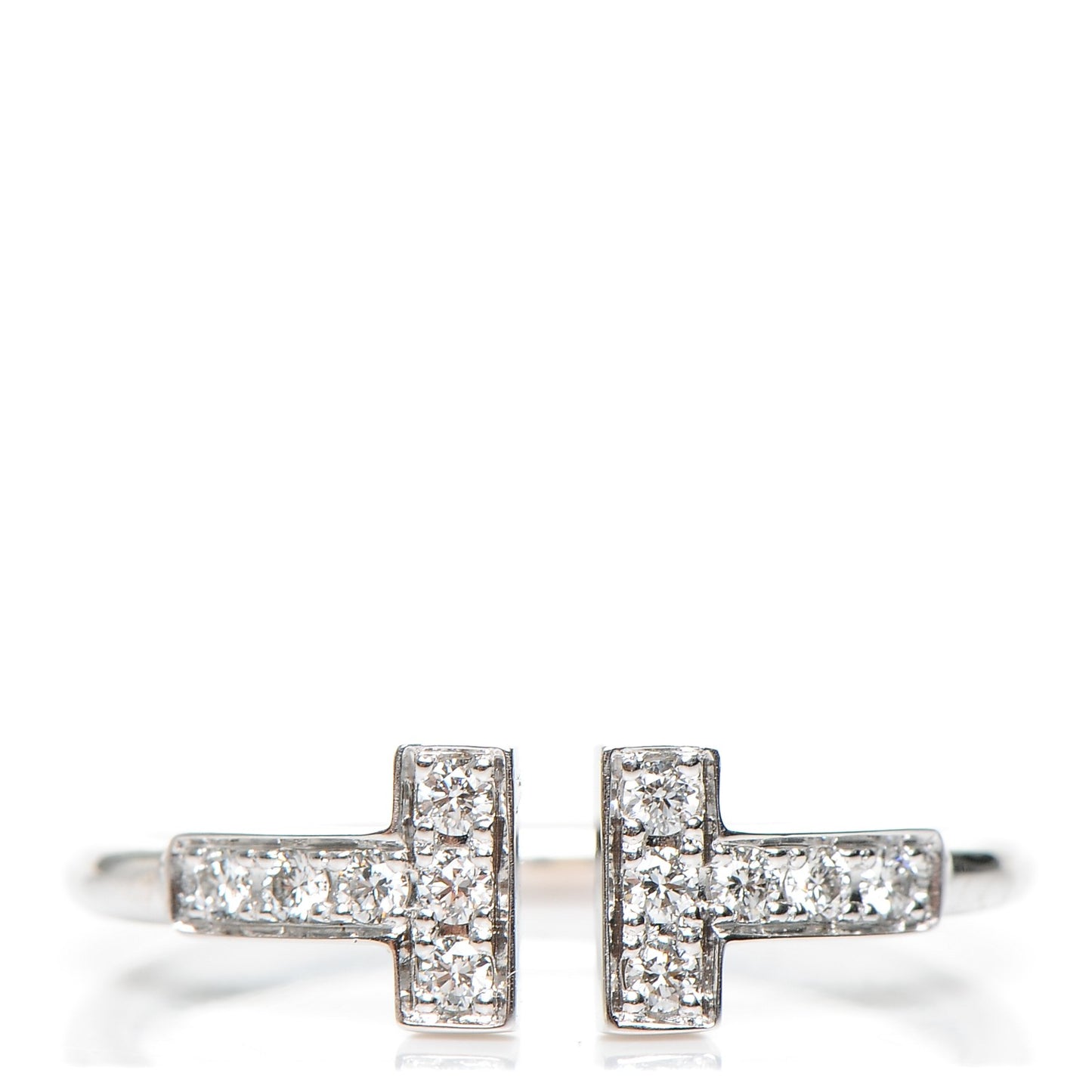 18K White Gold Diamond T Wire Ring 52 6