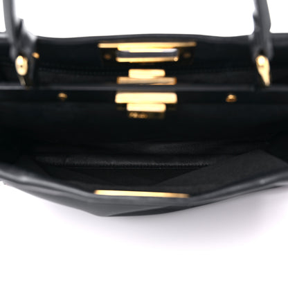 Fendi Vitello Seta Shiny Nappa Medium Peekaboo Iconic Satchel Black 6 of 14