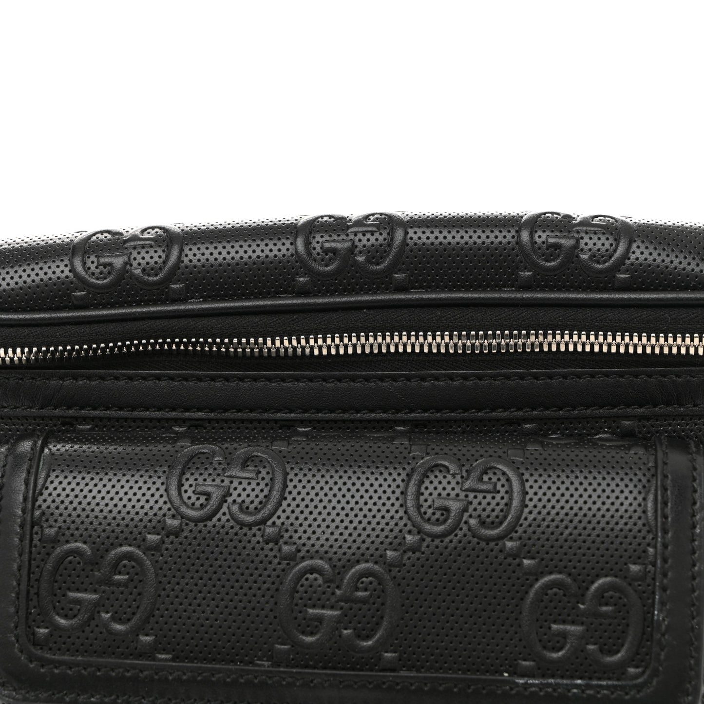 Calfskin GG Tennis Embossed Pocket Belt Bag Black