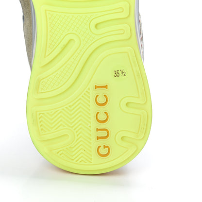 Gucci Metallic Calfskin Suede Womens Ultrapace Sneakers 35.5 Silver Oatmeal 6 of 10