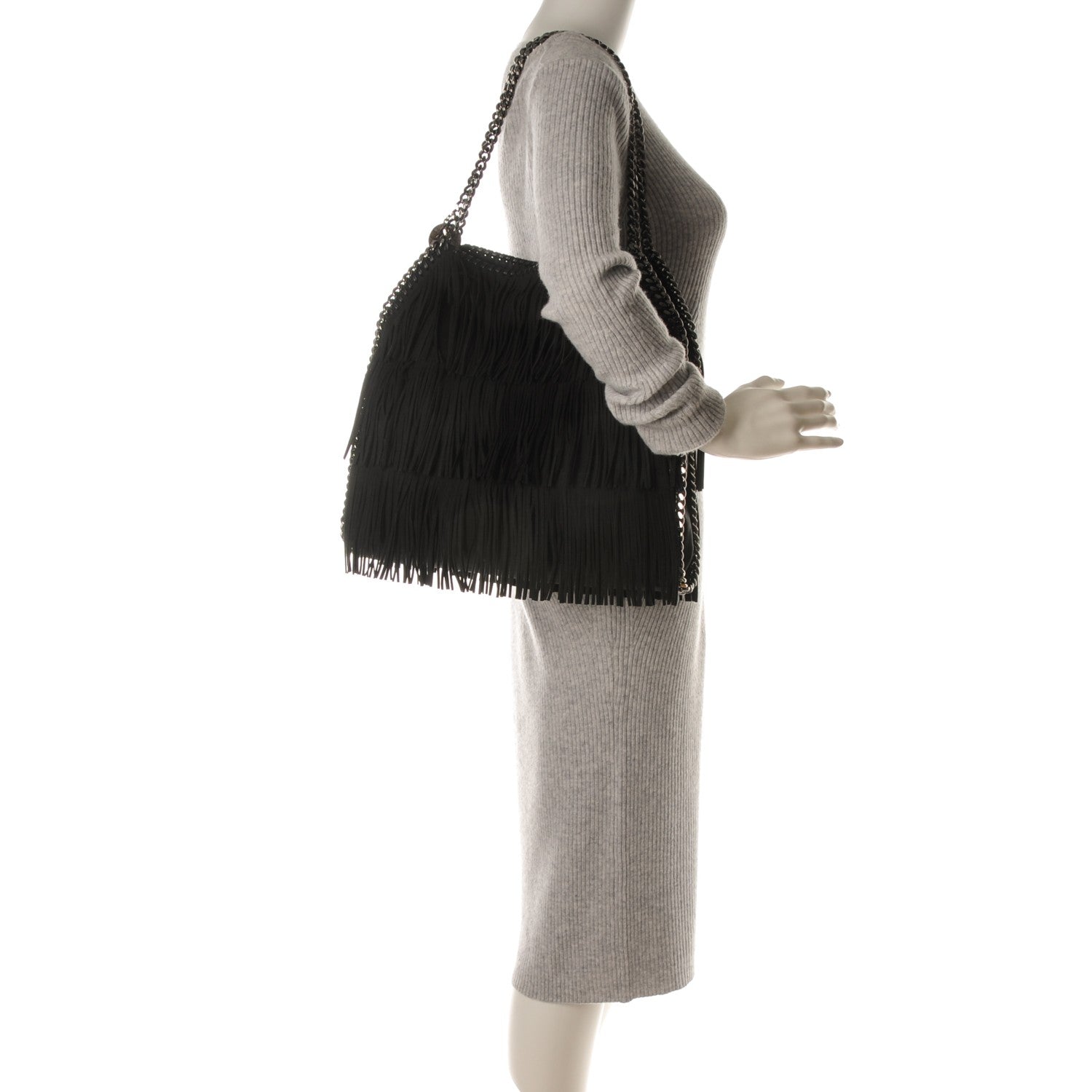 Stella McCartney Eco Suede Fringe Small Falabella Tote Black 2 of 8