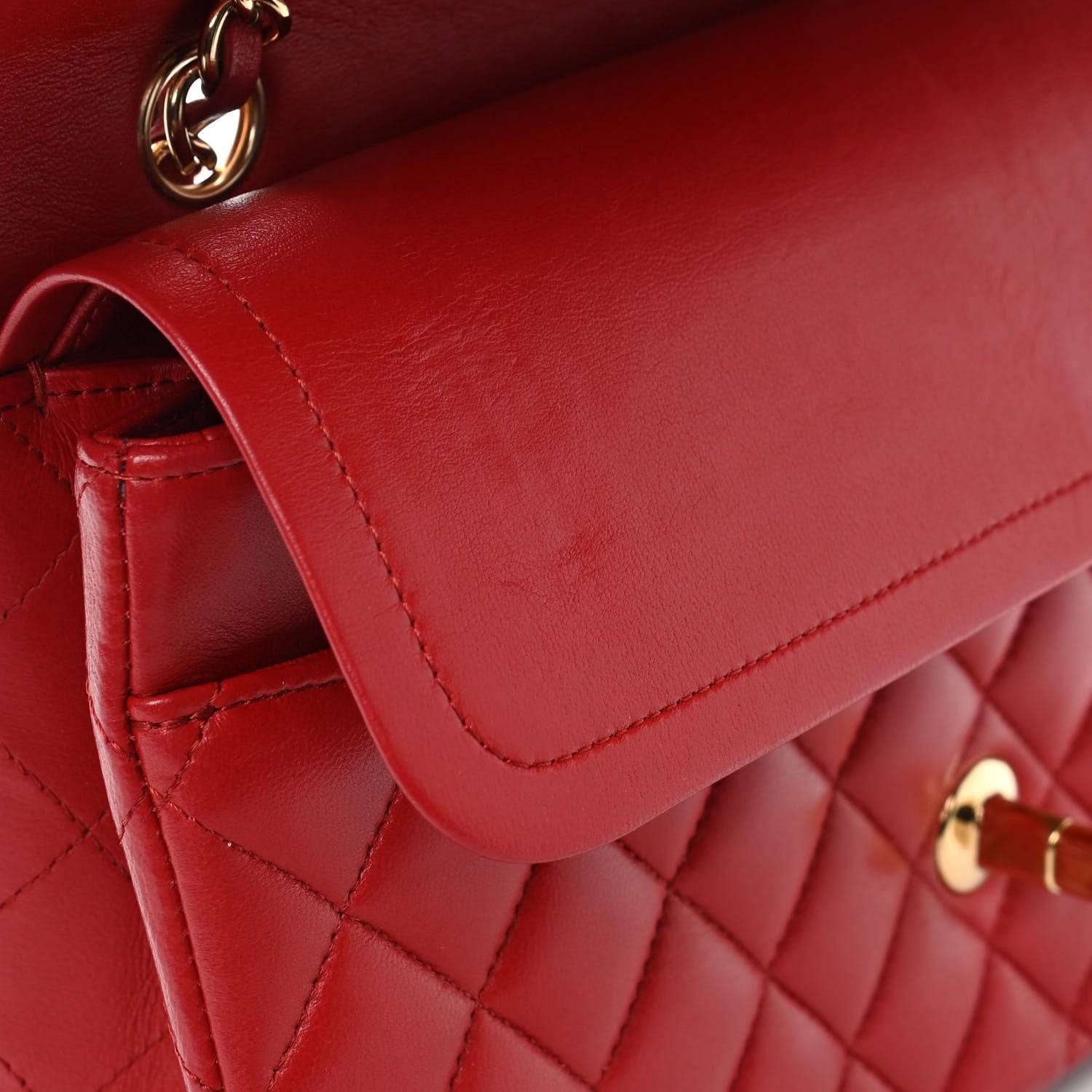 Chanel Lambskin Quilted Medium Double Flap Red 9 of 13