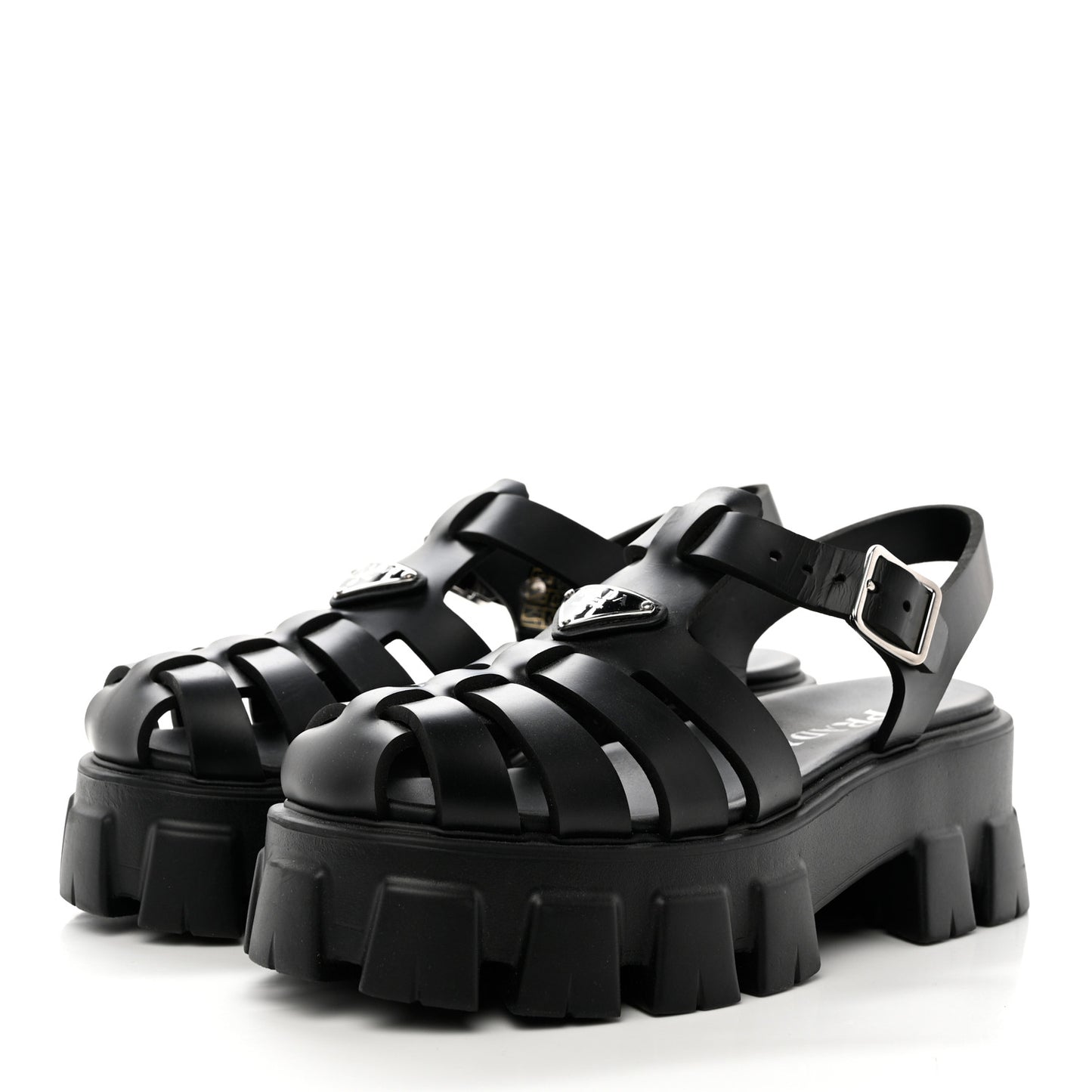 Foam Rubber Triangle Logo Monolith 55mm Cage Sandals 39 Black