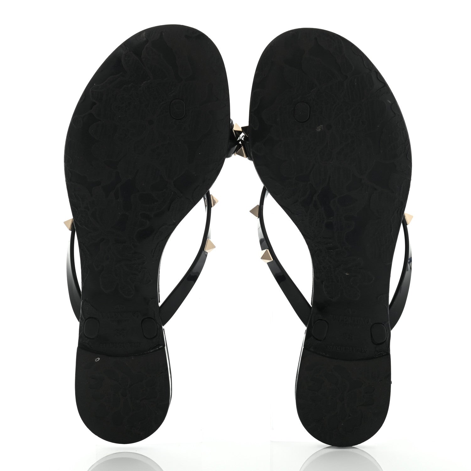 Valentino Garavani PVC Jelly Rockstud Bow Thong Sandals 38 Black 5 of 11