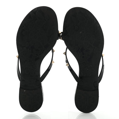 Valentino Garavani PVC Jelly Rockstud Bow Thong Sandals 38 Black 5 of 11