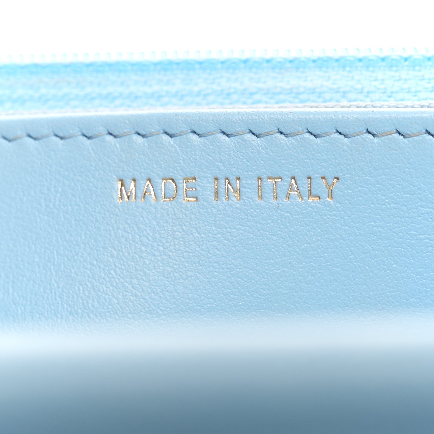 Chanel Caviar Quilted Crystal CC Wallet On Chain WOC Light Blue 7 of 13