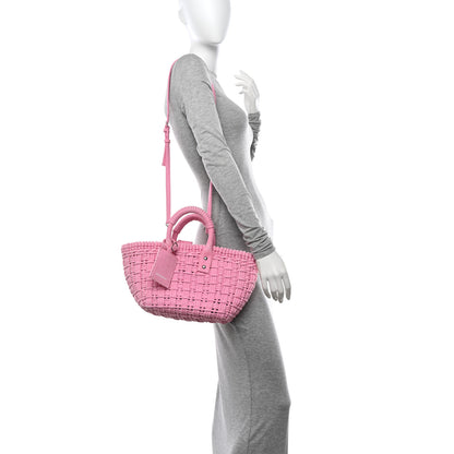 Balenciaga Washed Frayed Denim Braided XS Bistro Basket Pink 2 of 16