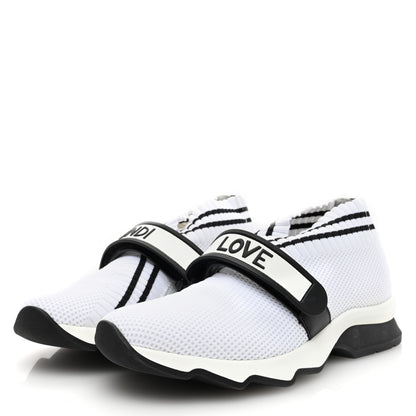 Fendi Stretch Yarn Stiff Band Rockoko Sneakers 35.5 Black White 2 of 8