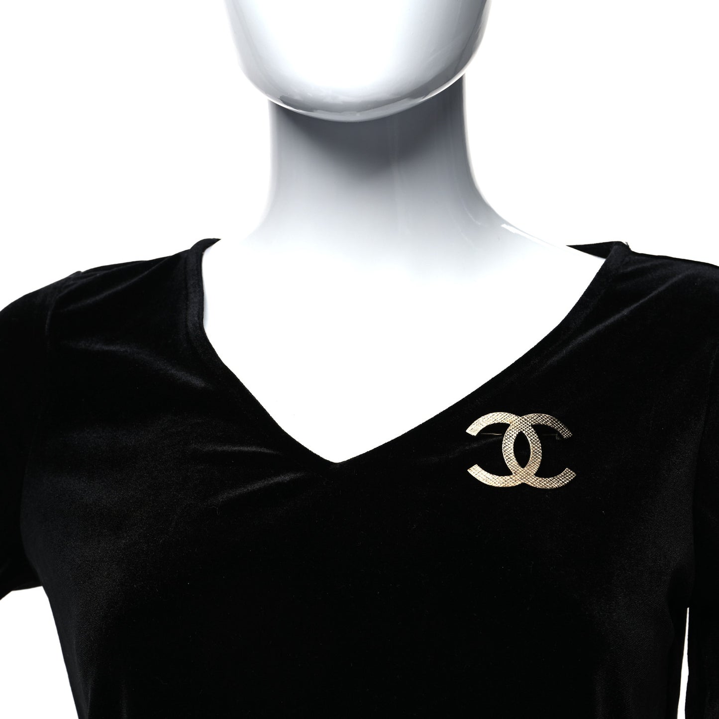 Metal Quilted CC Brooch Light Gold