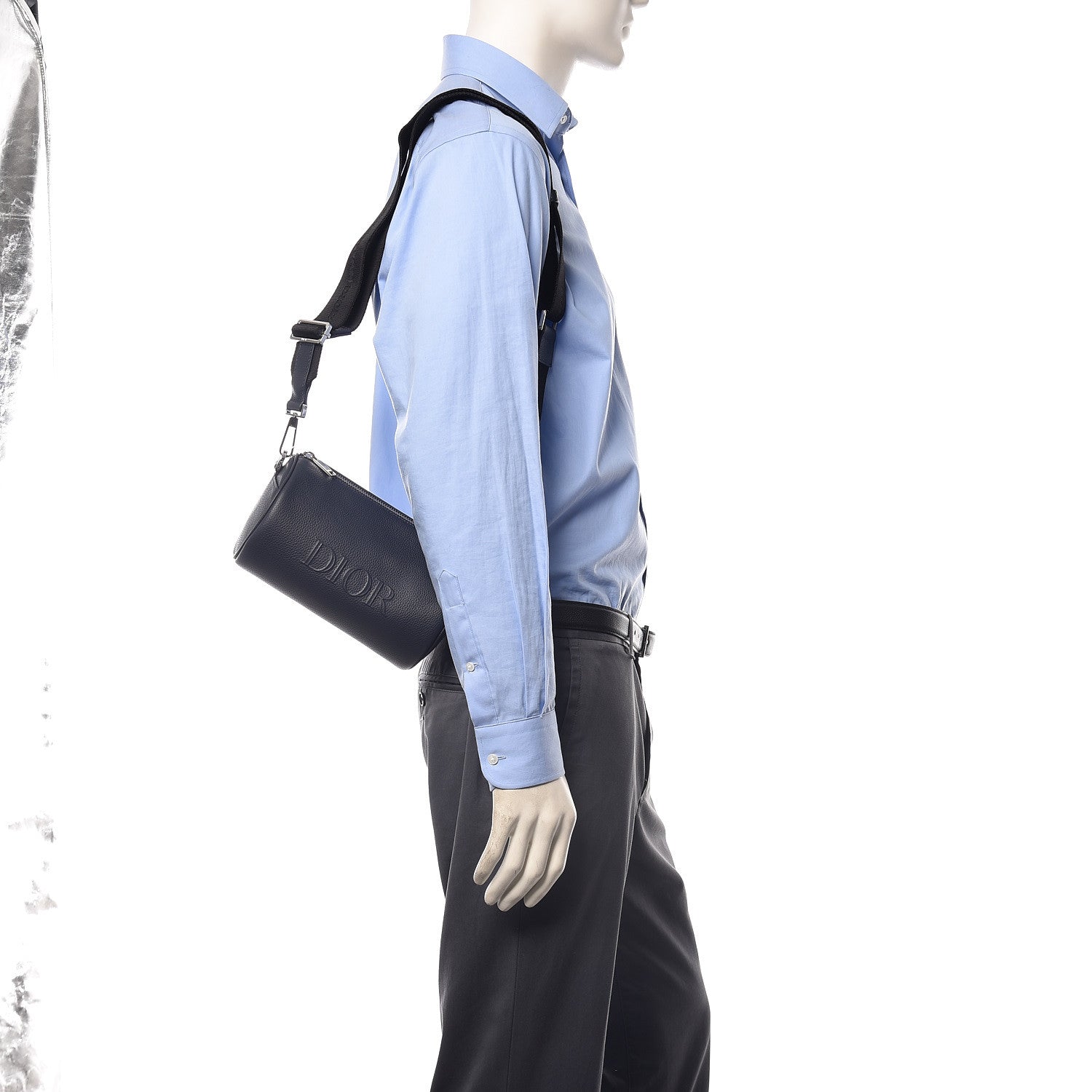 Christian Dior HOMME Grained Calfskin Mens Roller Messenger Blue 2 of 8