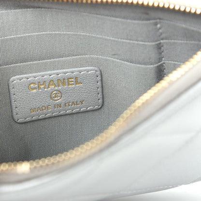 Chanel Metallic Goatskin Quilted Chanel 19 Flat Wallet Pouch Silver 6 of 10