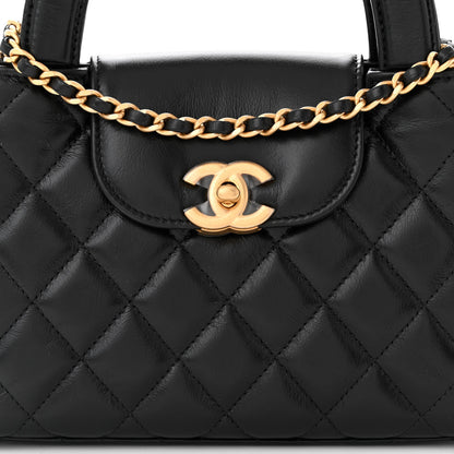 Chanel Shiny Aged Calfskin Quilted Nano Kelly Shopper Black 8 of 11