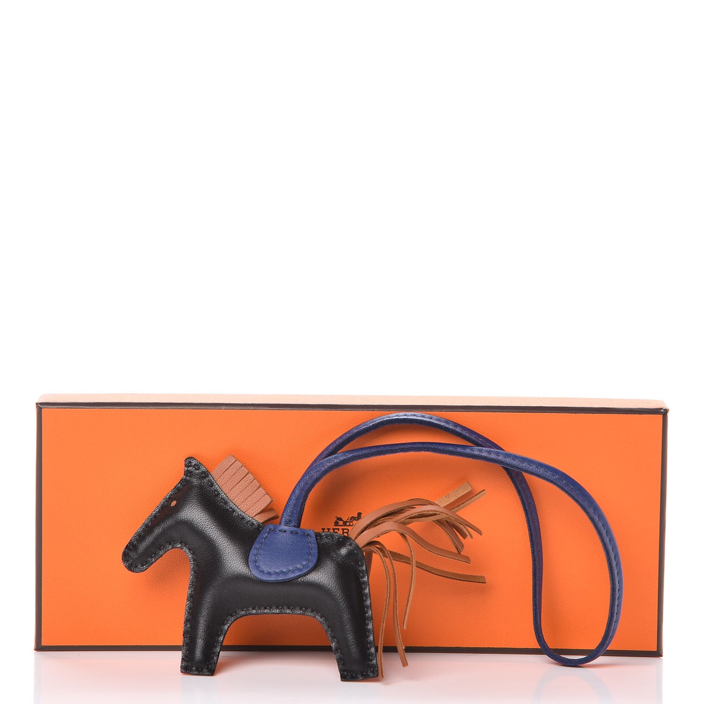 Milo Lambskin Grigri Rodeo Horse Bag Charm PM Black Bleu Saphir Gold