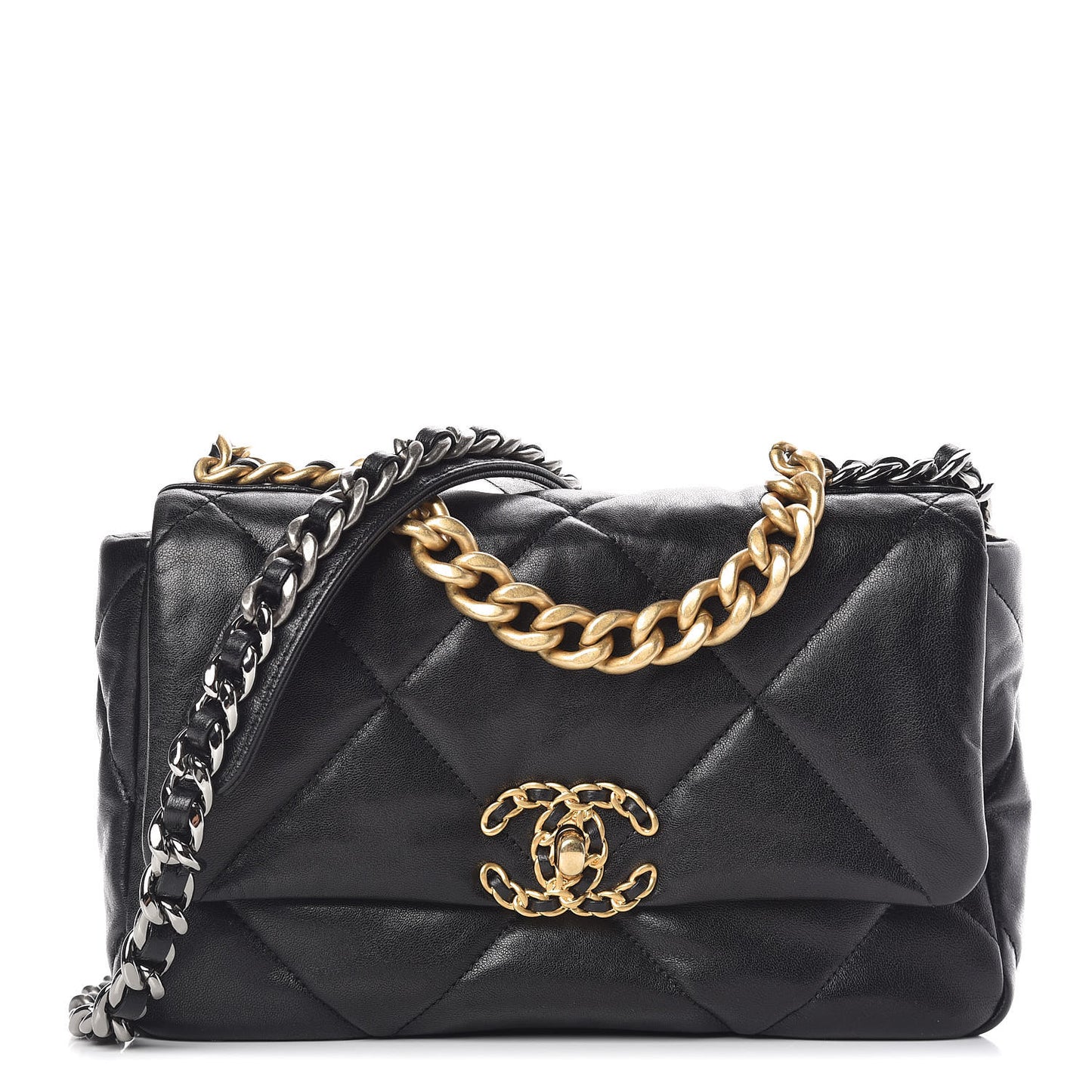 Lambskin Quilted Medium 19 Flap Black