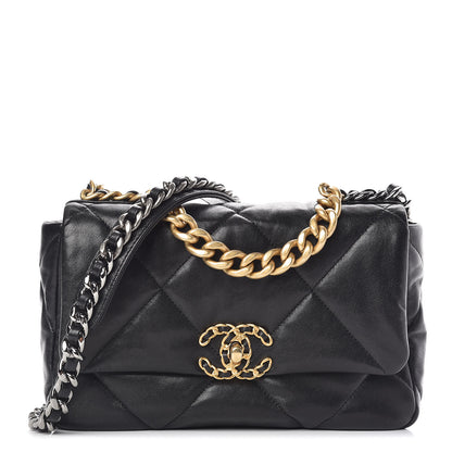 Chanel Lambskin Quilted Medium 19 Flap Black 1 of 11