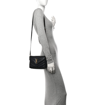 Saint Laurent Calfskin Y Quilted Monogram Toy Loulou Crossbody Bag Black 2 of 10