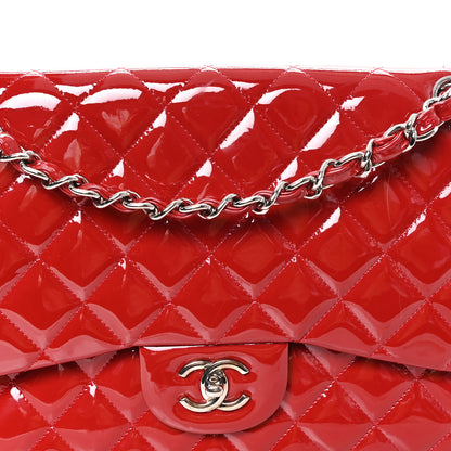 Chanel Patent Quilted Jumbo Double Flap Red 8 of 13