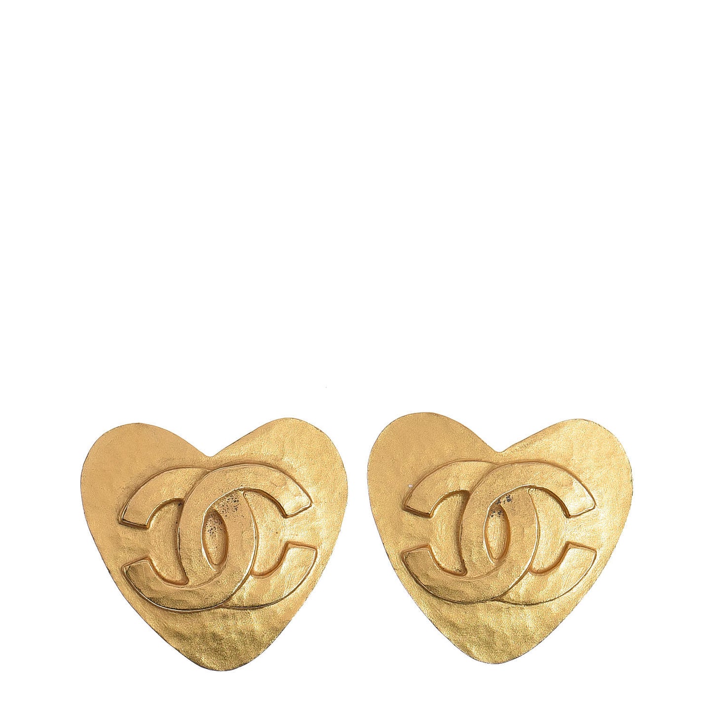 CC Heart Clip On Earrings Gold
