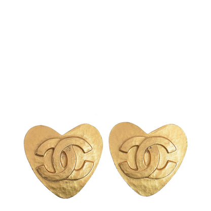 Chanel CC Heart Clip On Earrings Gold 1 of 5