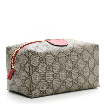 Gucci Soft GG Supreme Monogram Calfskin Medium Ophidia Cosmetic Case Beige Ebony Hibiscus Red 3 of 7