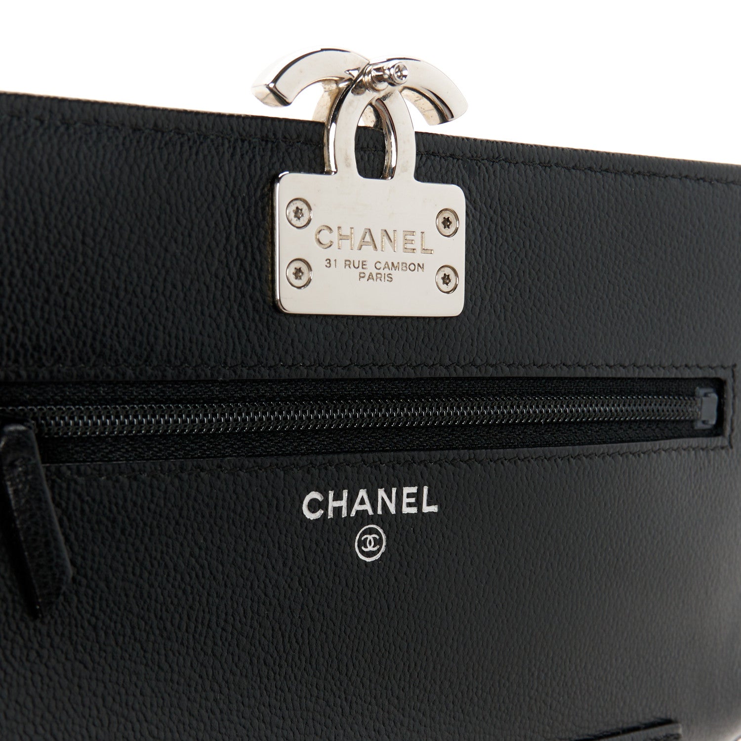 Chanel Grained Calfskin Quilted CC Box Wallet On Chain WOC Black 6 of 11