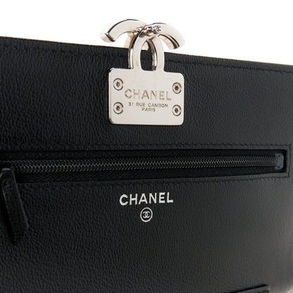 Chanel Grained Calfskin Quilted CC Box Wallet On Chain WOC Black 6 of 11