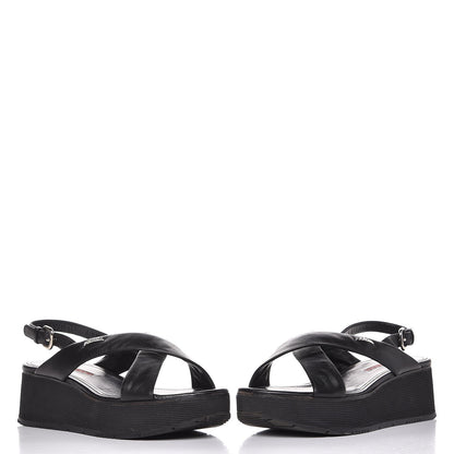 Prada Lambskin Sport Platform Sandals 38 Black 5 of 12