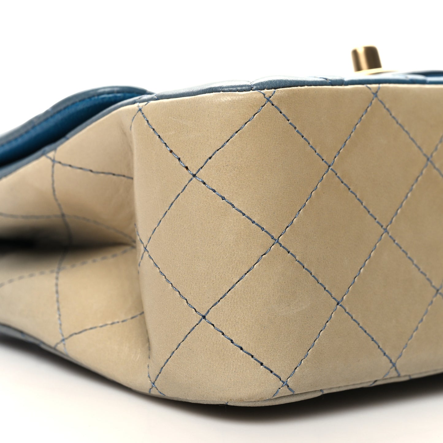 Lambskin Degrade Quilted Mini Square Flap Light Blue