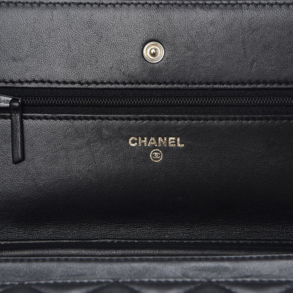 Chanel Lambskin Quilted Wallet On Chain WOC Black 6 of 9