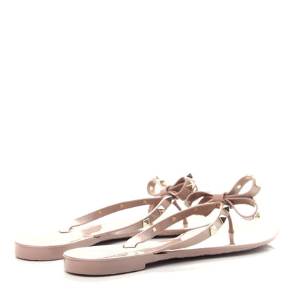 Valentino Garavani PVC Jelly Rockstud Bow Thong Sandals 39 Poudre 4 of 10