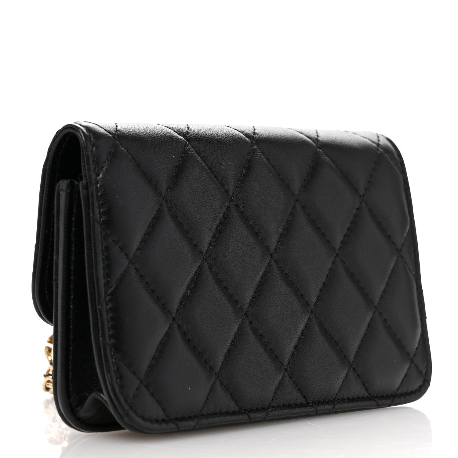 Chanel Lambskin Quilted Flap Card Holder With Cuff L Black 2 of 7
