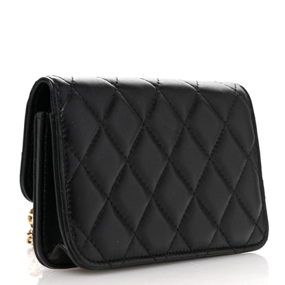 Chanel Lambskin Quilted Flap Card Holder With Cuff L Black 2 of 7