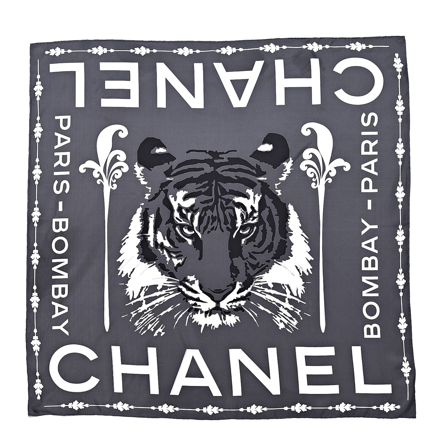 Silk Tiger Paris Bombay Stole Black White