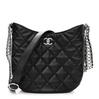Chanel Lambskin Chain Rows Quilted Chain Hobo Black 1 of 11