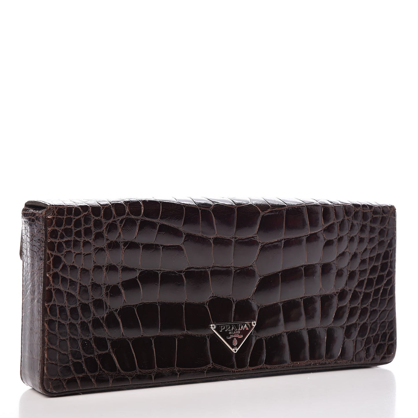 Calfskin Crocodile Embossed Clutch Moro