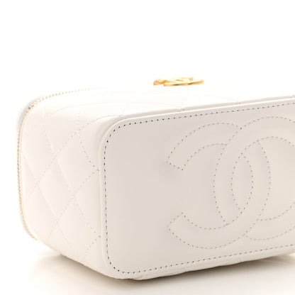 Chanel Shiny Calfskin Quilted Small Top Handle Vanity Case With Chain White 10 of 13