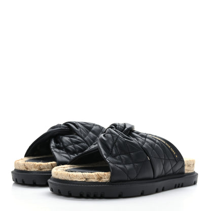 Christian Dior Calfskin Cannage Dtwist Espadrille Platform Sandals 38.5 Black 3 of 8