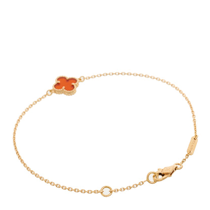 Van Cleef & Arpels 18K Rose Gold Carnelian Sweet Alhambra Bracelet 2 of 5