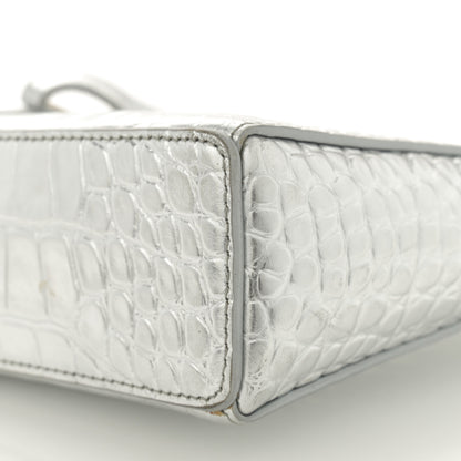 Givenchy Metallic Calfskin Croc Embossed Small Cut Out Shoulder Bag Silver 10 of 12