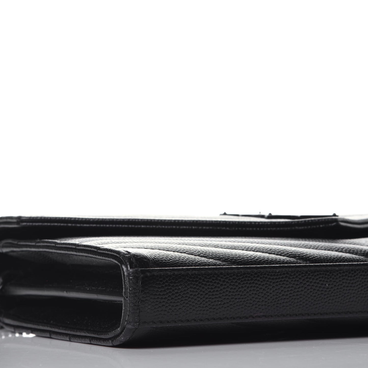 Grain De Poudre Matelasse Chevron Monogram Chain Wallet Black