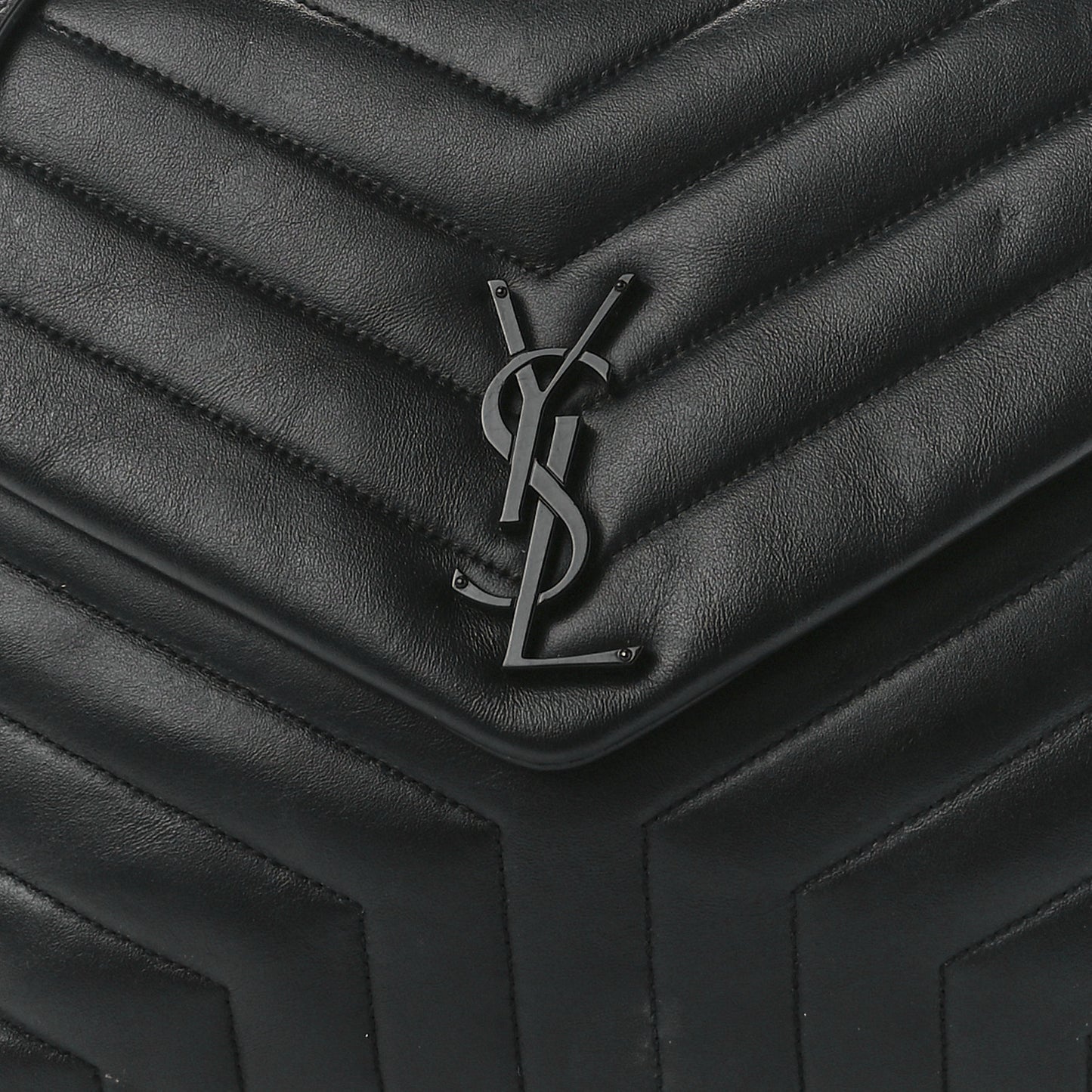 Calfskin Y Quilted Monogram Monochrome Medium Loulou Chain Satchel Black